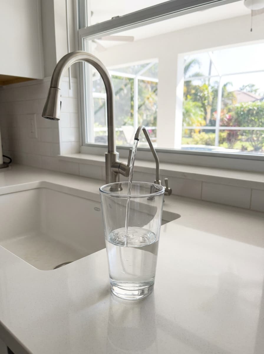 Whole-home water filtration system installed near the main water line